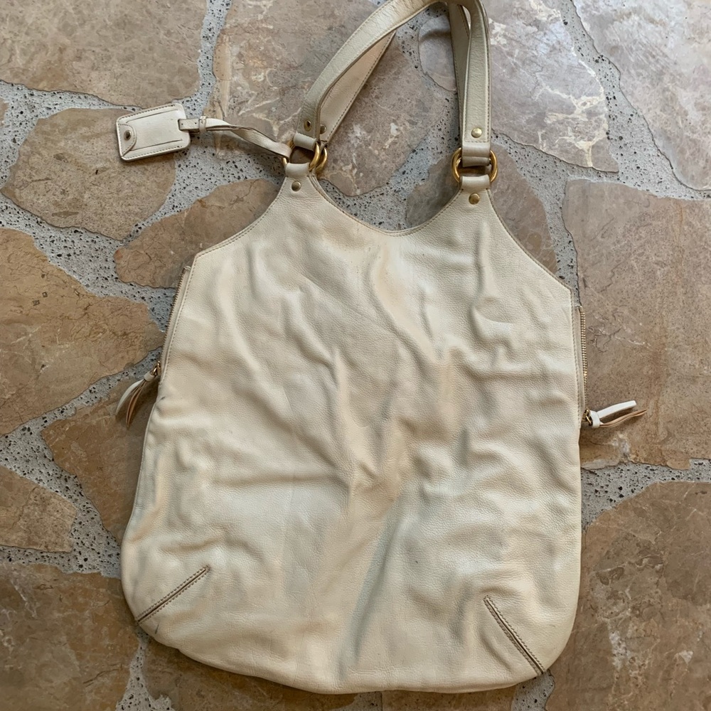 Yves Saint Laurent white leather shoulder bag